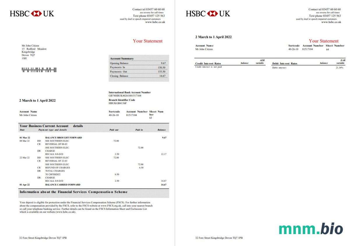 Wielka Brytania HM Revenue & Customs tax credit award statement szablon w formacie Word i PDF